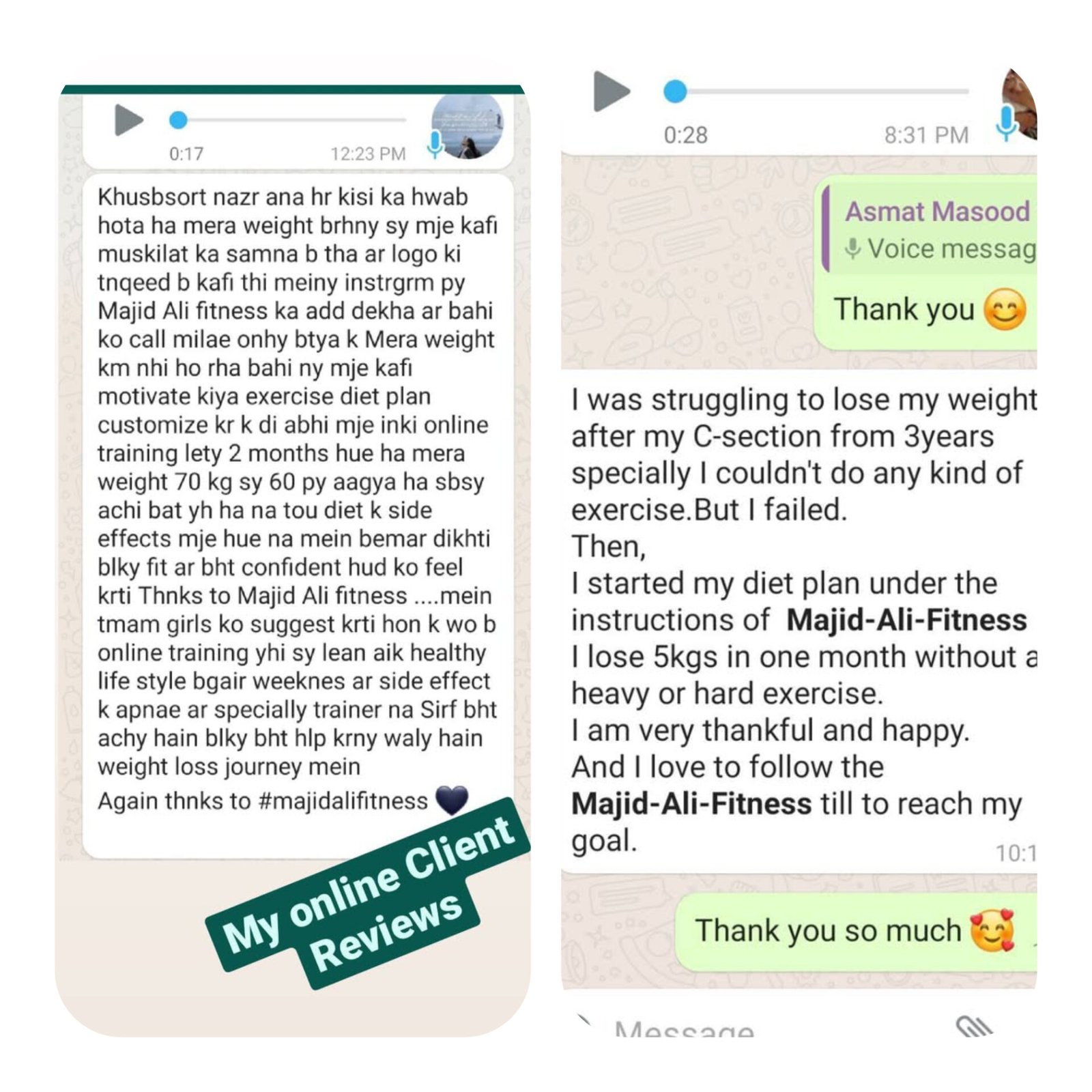 Online Weight loss Coaching _Client Reviews
